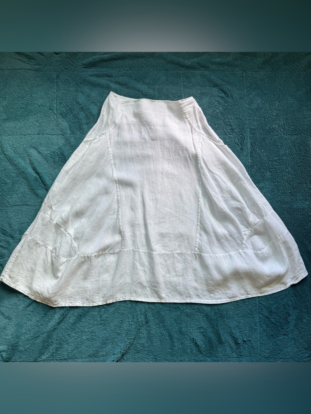 Inizio Linen Skirt L White Italy Midi Asymmetric Balloon Lagenlook Coastal Beach